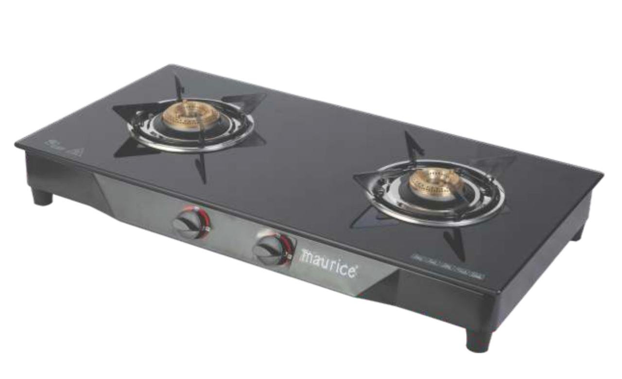 GRANITE 2 BR Gas Stove Black Toughened Glass 2 Burner